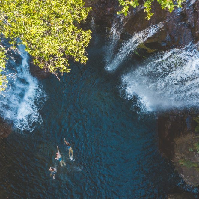 Swimming-at-Florence-Falls-kakadu Surround the waterfall there is plenty of monsoon forest to explore, which is filled with an eclectic variety of flora, fauna, and plenty of hiking trails to get stuck into. From the viewing platform, you can look out over the park and soak up the views of the sprawling valley below.