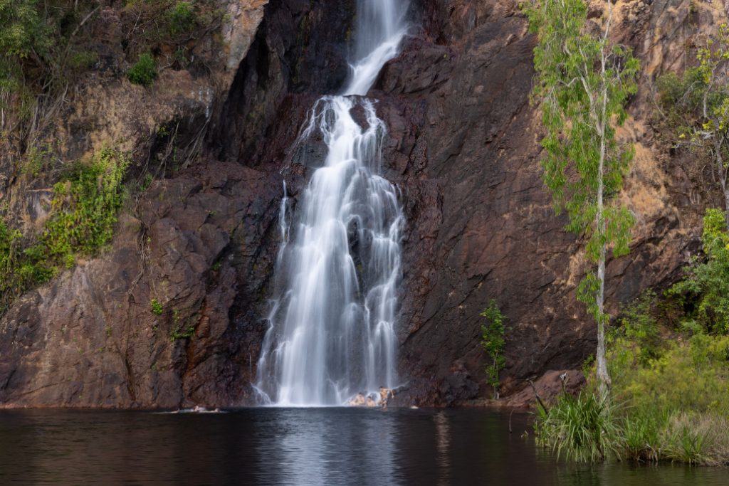 Hanging-Out-in-Wangi-Falls The Wangi Falls is a segmented waterfall on the Wangi Creek located within the Litchfield National Park in the Northern Territory of Australia.